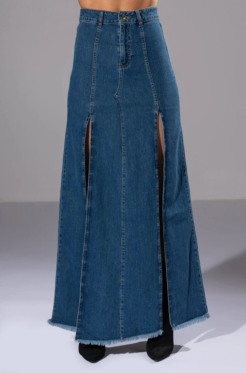 SO SLAYING DOUBLE SLIT DENIM MAXI SKIRT 7 SO SLAYING DOUBLE SLIT DENIM MAXI SKIRT - Image 5