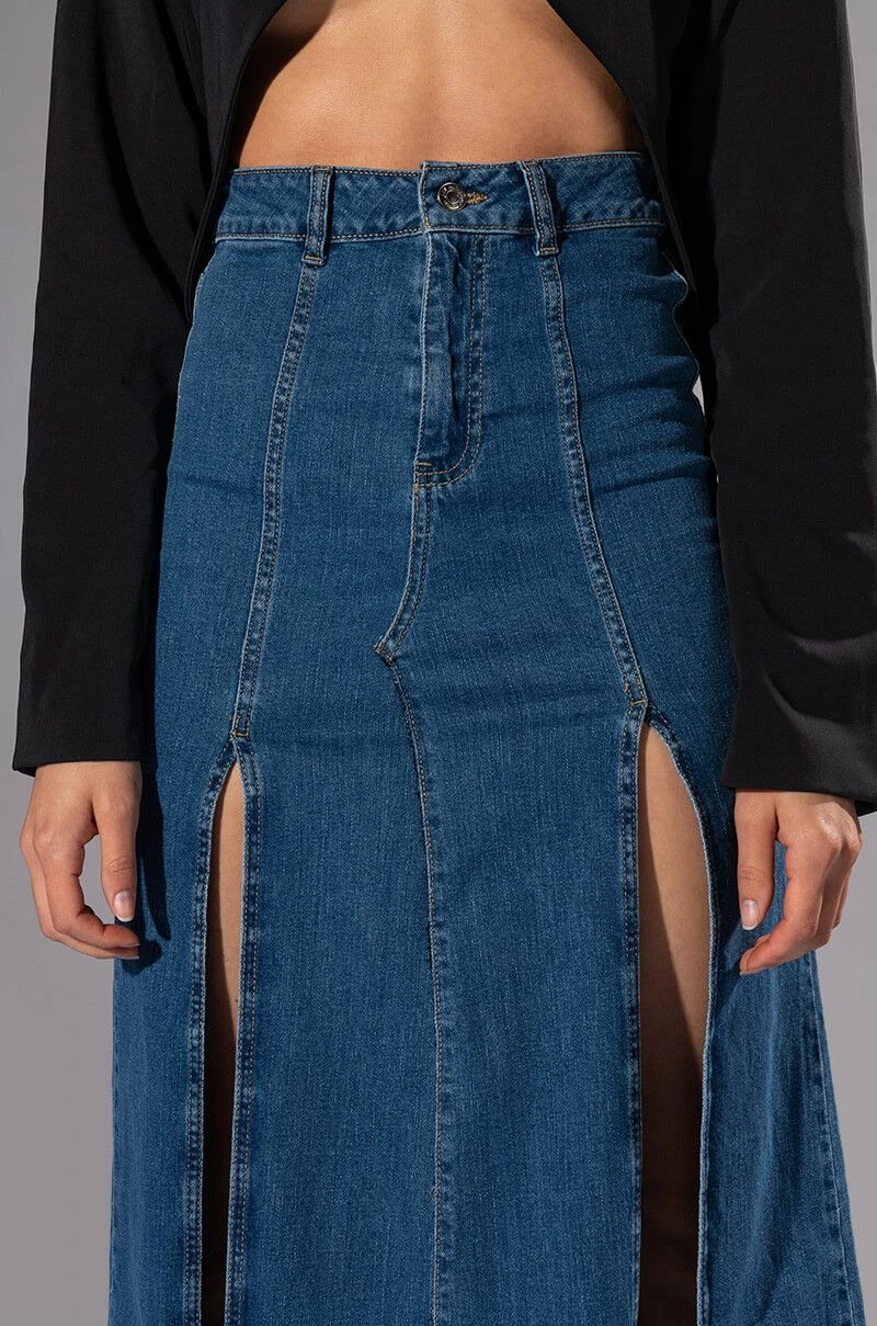SO SLAYING DOUBLE SLIT DENIM MAXI SKIRT 10 SO SLAYING DOUBLE SLIT DENIM MAXI SKIRT - Image 8