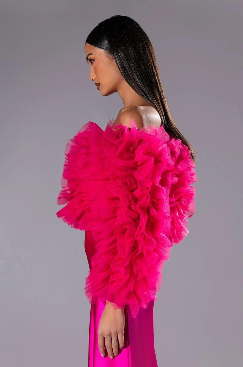 SOUND OFF TULLE RUFFLE LONG SLEEVE CROP BLOUSE - Image 4