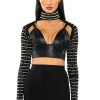 STELLA BEADED ULTRA CROP TURTLENECK LAYERING TOP 2 STELLA BEADED ULTRA CROP TURTLENECK LAYERING TOP -AKIRA pant-shop stella beaded ultra crop turtleneck layering top black 1 1