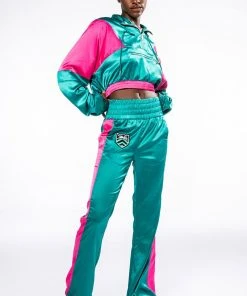 SUPERSONIC SATIN HALF ZIP PULLOVER 12 SUPERSONIC SATIN HALF ZIP PULLOVER -AKIRA pant-shop supersonic satin half zip pullover green multi 3 3