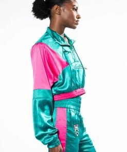SUPERSONIC SATIN HALF ZIP PULLOVER 14 SUPERSONIC SATIN HALF ZIP PULLOVER -AKIRA pant-shop supersonic satin half zip pullover green multi 5 5