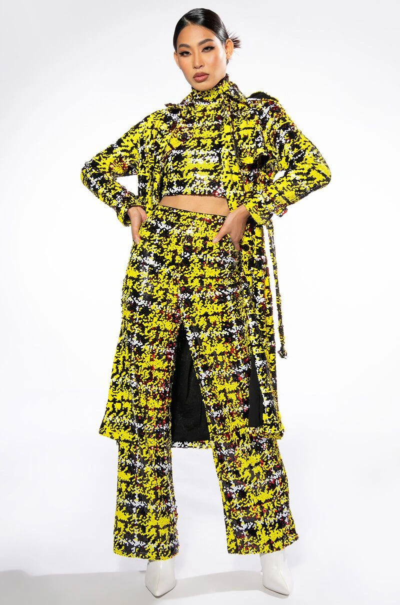 SWEET ESCAPE SEQUIN PLAID MOCK NECK CROP TOP 6 SWEET ESCAPE SEQUIN PLAID MOCK NECK CROP TOP - Image 4
