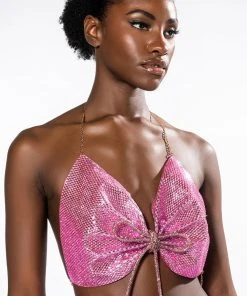 SWEET THANG SLEEVELESS EMBELLISHED CROP TOP IN PINK