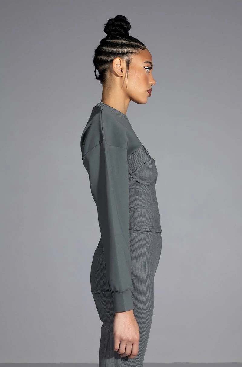 TATUM STRUCTURED FIT CREWNECK CORSET SWEATSHIRT - Image 3