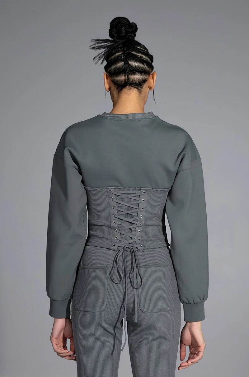 TATUM STRUCTURED FIT CREWNECK CORSET SWEATSHIRT - Image 4