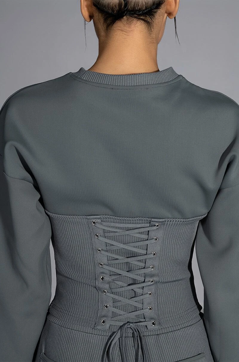 TATUM STRUCTURED FIT CREWNECK CORSET SWEATSHIRT - Image 5