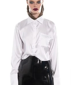 THE NEW CLASSIC CROPPED SATIN BLOUSE