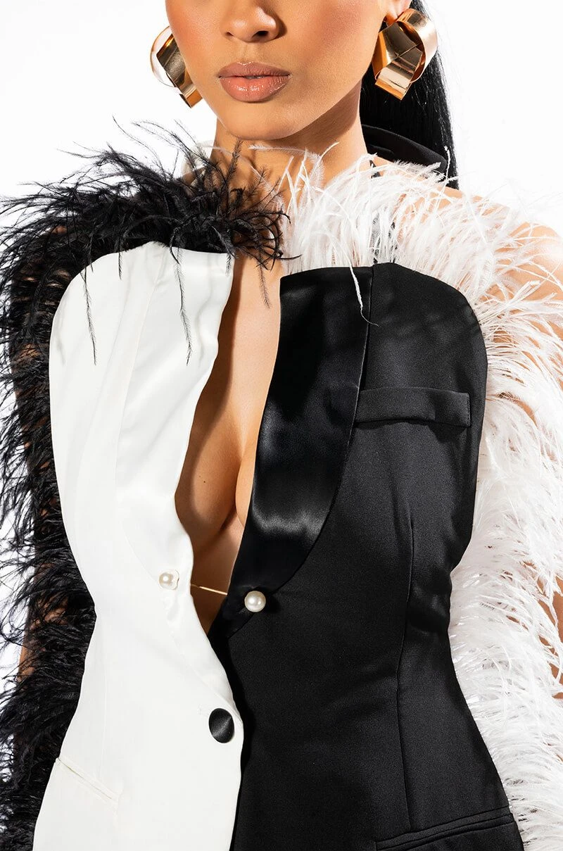 THE ONE FEATHER TRIMMED OPEN BACK BLOUSE - Image 6