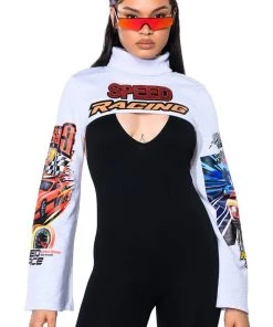 TO THE RACES ULTRA CROP TURTLENECK SWEATSHIRT