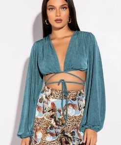 TRY HARDER TIE FRONT CROP TOP