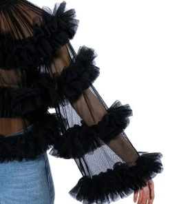 MULTI LAYER RUFFLES STATEMENT TOP 13 MULTI LAYER RUFFLES STATEMENT TOP -AKIRA pant-shop uniquely you ruffle statement top black 6 6