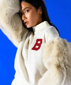 UPPER EAST SIDE FAUX FUR SLEEVE SWEATSHIRT