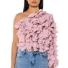 WHAT YOU WANT ONE SLEEVE TEXTURED TOP 2 WHAT YOU WANT ONE SLEEVE TEXTURED TOP -AKIRA pant-shop what you want one sleeve textured top blush 1 1