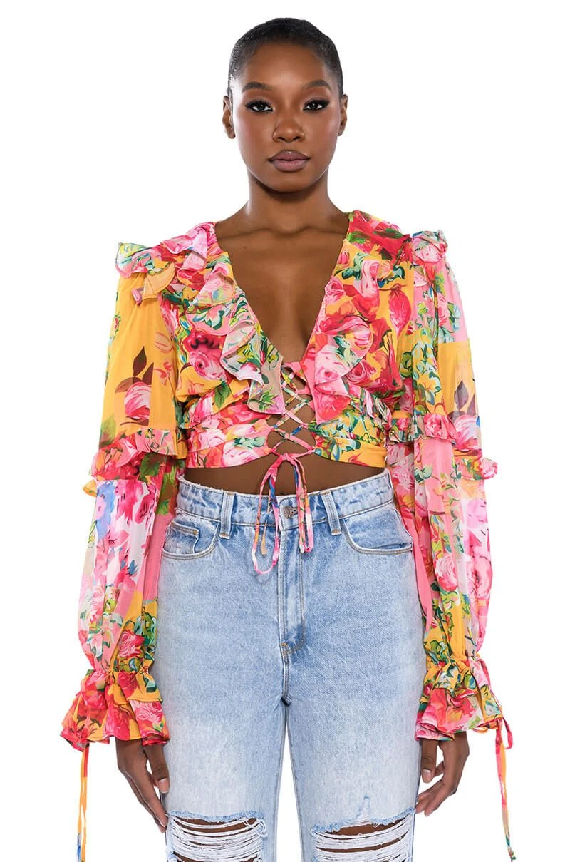 WILDFLOWER LONG SLEEVE RUFFLE BLOUSE 3 WILDFLOWER LONG SLEEVE RUFFLE BLOUSE