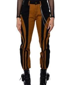 WONKA CHAIN DETAIL COLOR BLOCKED DENIM PANT