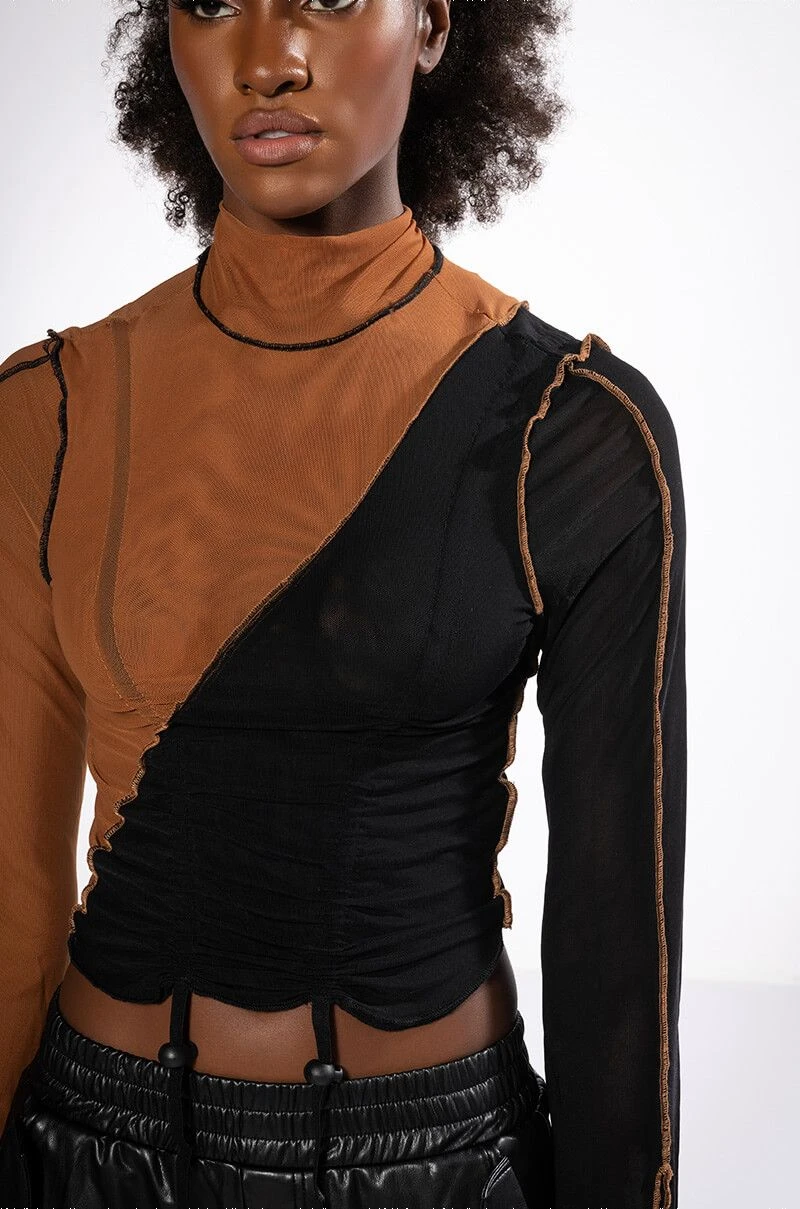 YIN AND YANG LONG SLEEVE MESH TURTLENECK TOP - Image 7