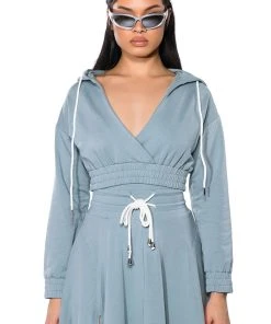 ZUMI CROPPED WRAP FRONT HOODIE